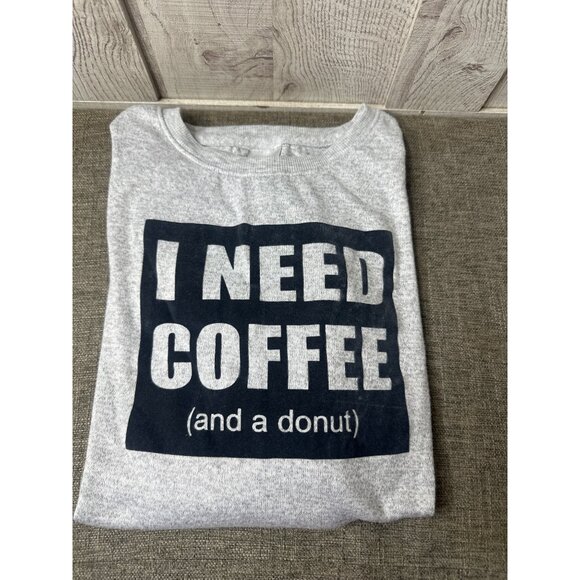 Secret Treasures Heather Grey I Need Coffee & A Donut Sleep Lounge Shirt Medium - Picture 3 of 6